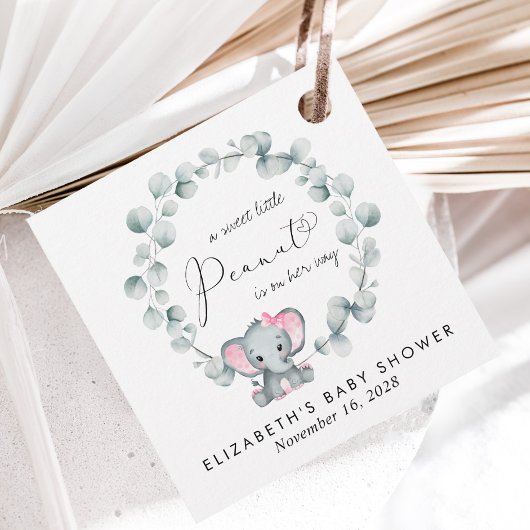 Olifant Eucalyptus Baby Meisje Douche Dank u Bedankjes Labels