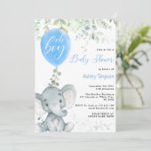 Olifant eucalyptus ballon Oh boy baby shower Kaart (Staand voorkant)