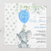 Olifant eucalyptus ballon Oh boy baby shower Kaart (Voorkant / Achterkant)