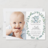 Olifant Eucalyptus groen jongen verjaardag foto Kaart (Voorkant)