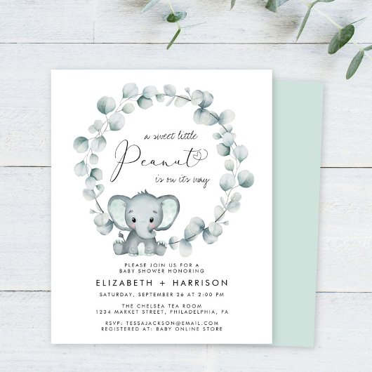 Olifant Eucalyptus Koppels Baby shower Uitnodiging