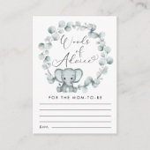 Olifant Eucalyptus Woorden van advies Baby shower Informatiekaartje (Voorkant)