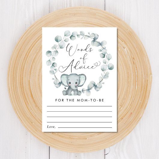 Olifant Eucalyptus Woorden van advies Baby shower Informatiekaartje