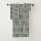 Olifant Exotisch Dier Patroon Sage Groen Bad Handdoek (Insitu)