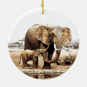 Olifant familie kerst ornament