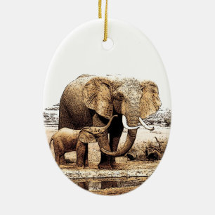 Olifant familie kerst ornament
