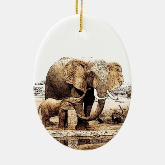 Olifant familie kerst ornament (Achterkant)