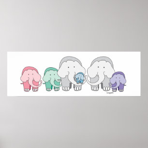 Olifant Familie Poster Print