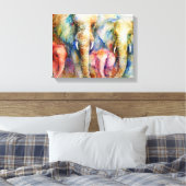 Olifant familie schilderij muur kunst op doek canvas afdruk (Insitu (Slaapkamer))
