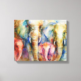Olifant familie schilderij muur kunst op doek canvas afdruk