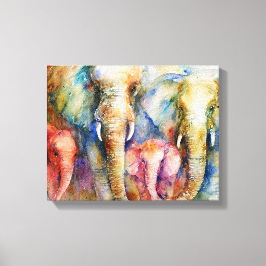 Olifant familie schilderij muur kunst op doek canvas afdruk (Voorkant)