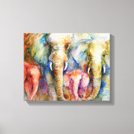 Olifant familie schilderij muur kunst op doek canvas afdruk