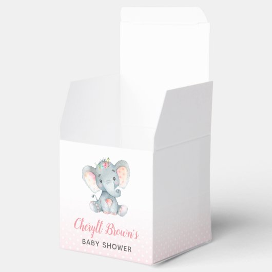 Olifant Favor Box - Meisje Baby shower Roze Bedankdoosjes (Geopend)