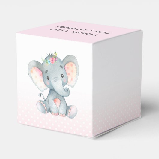 Olifant Favor Box - Meisje Baby shower Roze Bedankdoosjes (Achterkant)