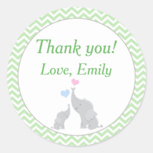 Olifant Favor Label Mint Groene Unisex Baby shower