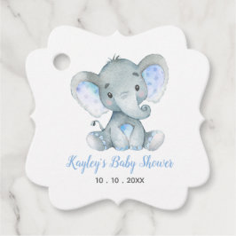 Olifant Favor Tags - Jongen Baby shower / Verjaard Bedankjes Labels