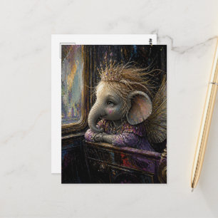 Olifant Fee Kijkt uit het Raam Briefkaart