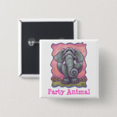 Olifant Feestbeest Knop Vierkante Button 5,1 Cm (Voorkant /achterkant)