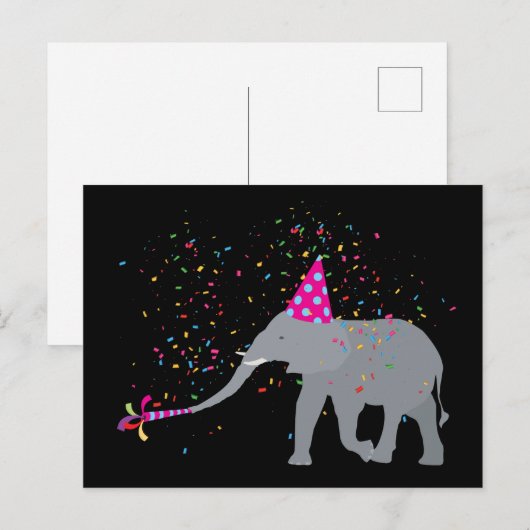 Olifant Feesten - Dieren Hebben een Feest Briefkaart (Voorkant / Achterkant)