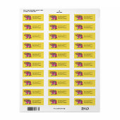 olifant felroze en gele adresaanduiding etiket (Full Sheet)