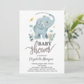 Olifant Flowers Vlinders Baby shower Kaart (Staand voorkant)