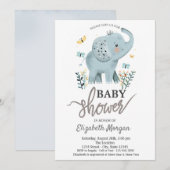 Olifant Flowers Vlinders Baby shower Kaart (Voorkant / Achterkant)