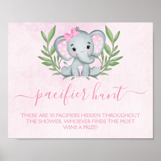 Olifant Fopspeen Jacht Meisje Baby Shower Spel Poster (Voorkant)