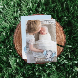 Olifant foto ballon baby jongen douche dank u bedankkaart