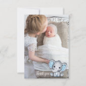 Olifant foto ballon baby jongen douche dank u bedankkaart (Voorkant)