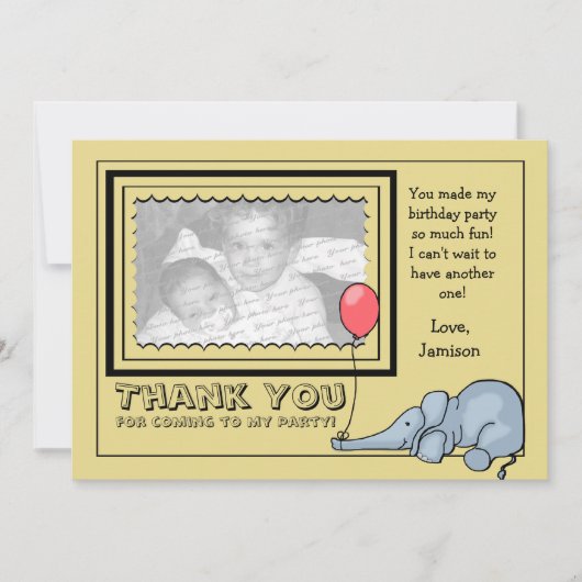 Olifant Foto Hartelijk Dank Bedankkaart (Voorkant)