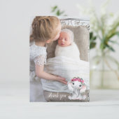 Olifant Fotoballon Baby shower Dank u kaart (Staand voorkant)