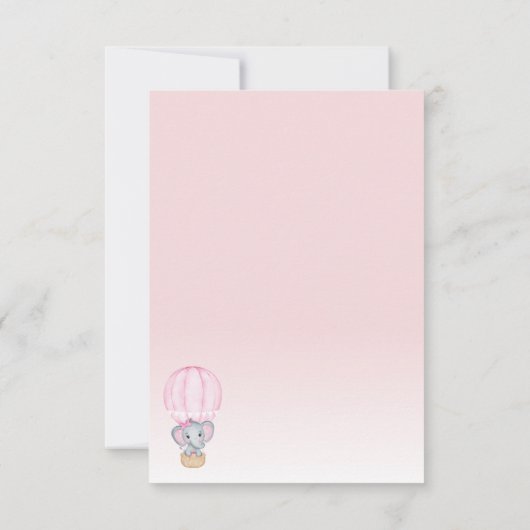 Olifant Fotoballon Baby shower Dank u kaart (Achterkant)