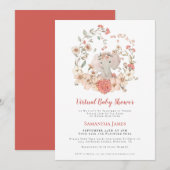 Olifant  gebladerte koraal virtueel Baby shower Kaart (Voorkant / Achterkant)