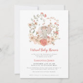 Olifant gebladerte perzik virtueel Baby shower Kaart (Voorkant)