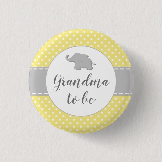 Olifant Geel Baby Shower Oma Wordt Ronde Button 3,2 Cm (Voorkant)