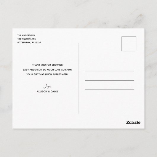 Olifant Geel Baby shower per Mail Dank U Briefkaart (Achterkant)