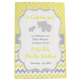 Olifant Geel en Grijs Baby shower Bedankt Medium Cadeauzakje
