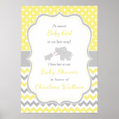 Olifant Geel en Grijs Baby shower Poster (Voorkant)