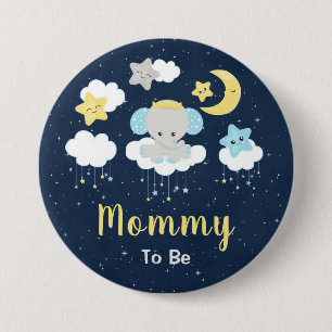 Olifant Geel en Marine Mama in wording Ronde Button 7,6 Cm