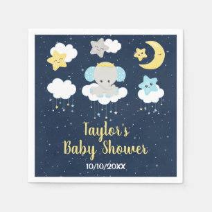 Olifant Geel en Marineblauwe Baby Shower Servet