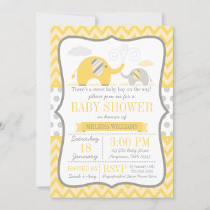 Olifant Geel Grijs Baby shower Kaart