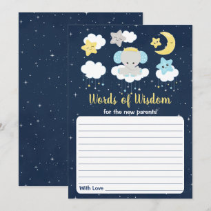Olifant Geel Marine Babyshower Woorden van Wijshei Kaart