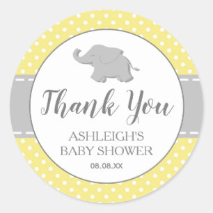 Olifant Geel Stippen Baby Shower Ronde Sticker