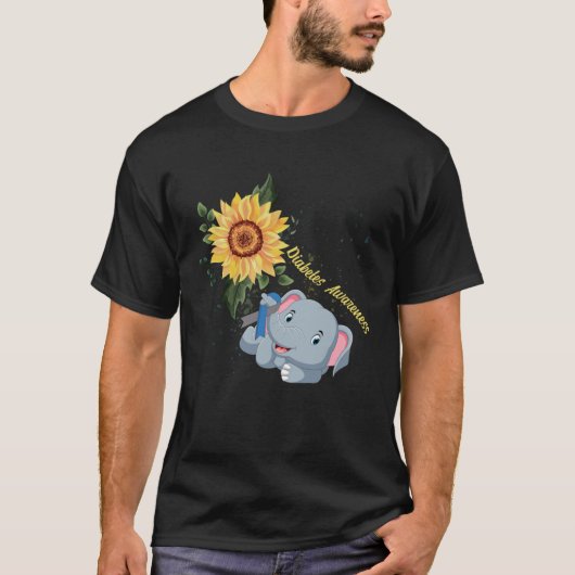 Olifant Geloven Hoop Strijd Liefde Diabetes Bewust T-shirt (Voorkant)