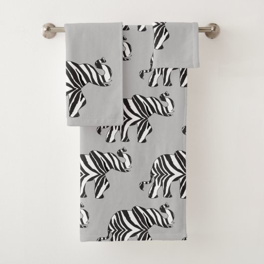 Olifant gemaakt in een Zebra Patroon Bad Handdoek (Insitu)