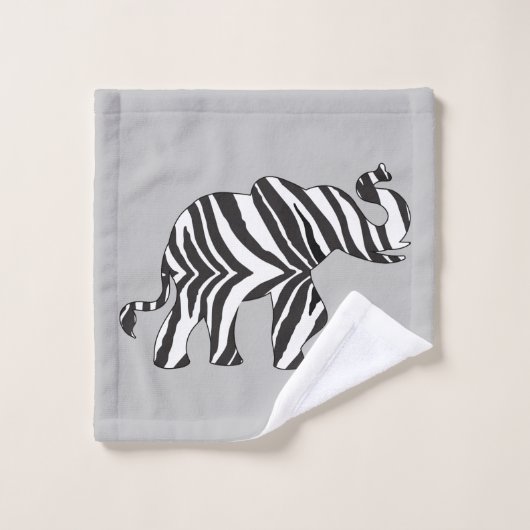 Olifant gemaakt in een Zebra Patroon Bad Handdoek (Wasdoekje)