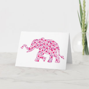 Olifant gemaakt van kleine Roze Hartjes van de Lie Kaart