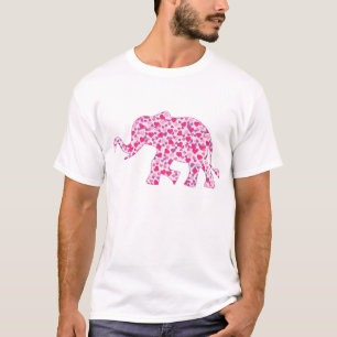 Olifant gemaakt van kleine Roze Hartjes van de Lie T-shirt
