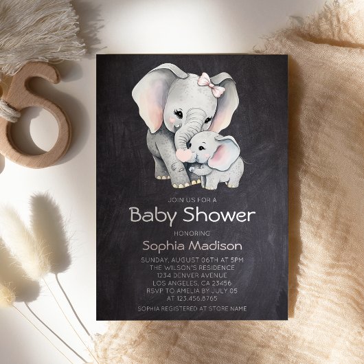 Olifant Gender Neutraal Krijtbord baby shower Kaart