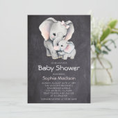 Olifant Gender Neutraal Krijtbord baby shower Kaart (Staand voorkant)